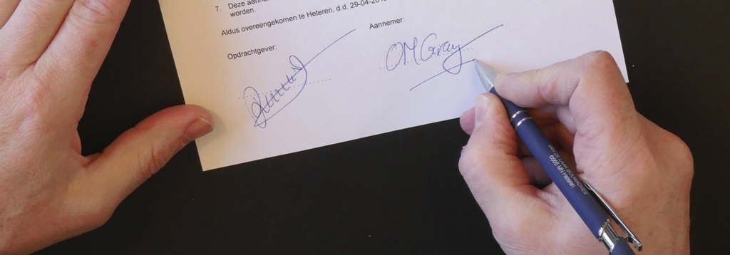 Ondertekenen bouwcontract/-overeenkomst